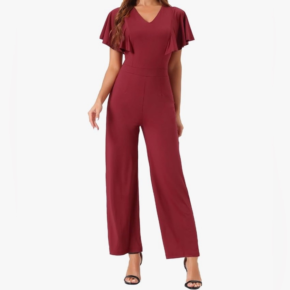 Allegra K V Neck Jumpsuit for Women's High Waist
